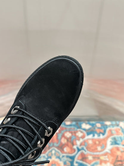 LOUIS VUITTON LV X TIMBERLAND ANKLE BOOT IN BLACK SUEDE