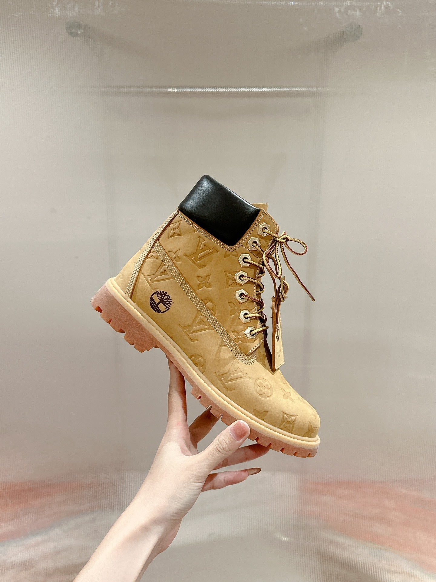 LOUIS VUITTON LV X TIMBERLAND ANKLE BOOT IN TORTILLA BROWN MONOGRAM SUEDE