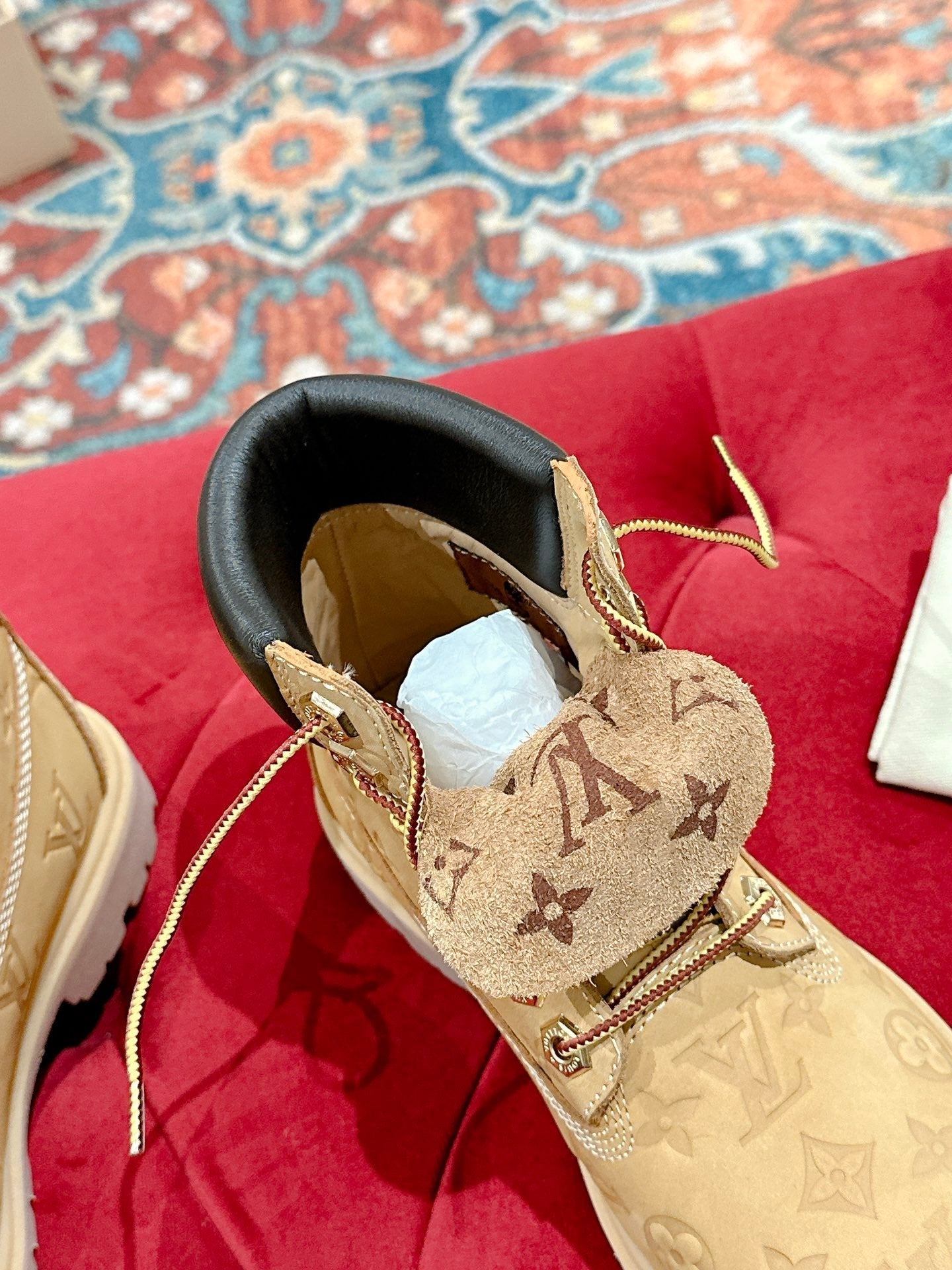 LOUIS VUITTON LV X TIMBERLAND ANKLE BOOT IN TORTILLA BROWN MONOGRAM SUEDE