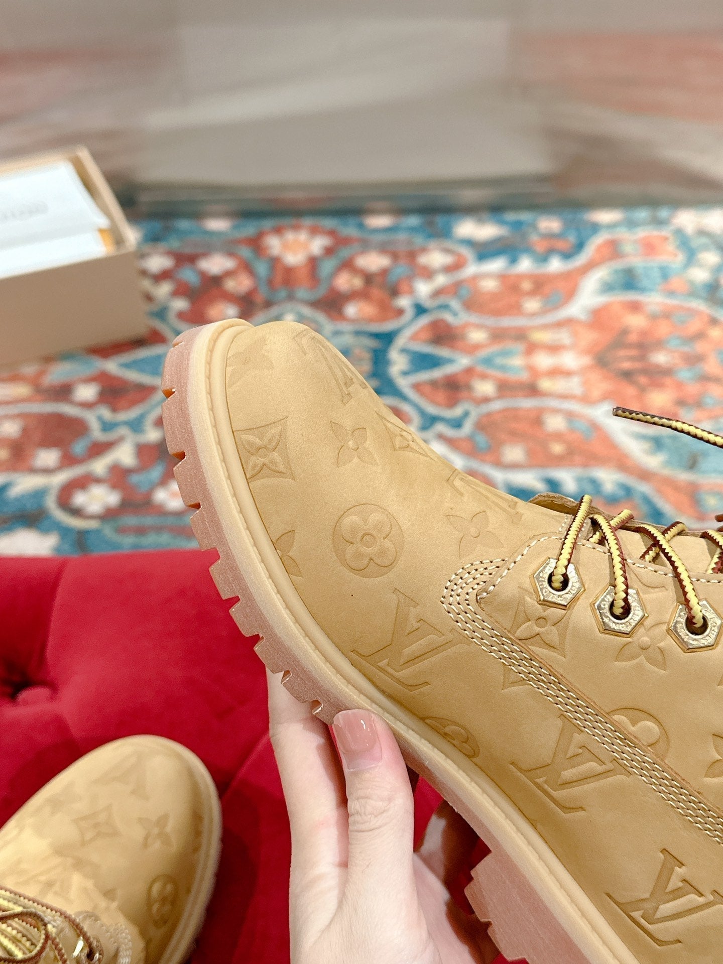 LOUIS VUITTON LV X TIMBERLAND ANKLE BOOT IN TORTILLA BROWN MONOGRAM SUEDE