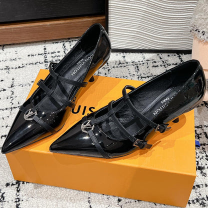 LOUIS VUITTON HIGH HEEL 4 CM PUMP IN BLACK CALFSKIN