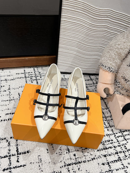 LOUIS VUITTON HIGH HEEL 4 CM PUMP IN WHITE CALFSKIN