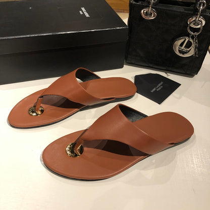 LOUIS VUITTON FLAT THONG IN BRONZE BROWN CALFSKIN