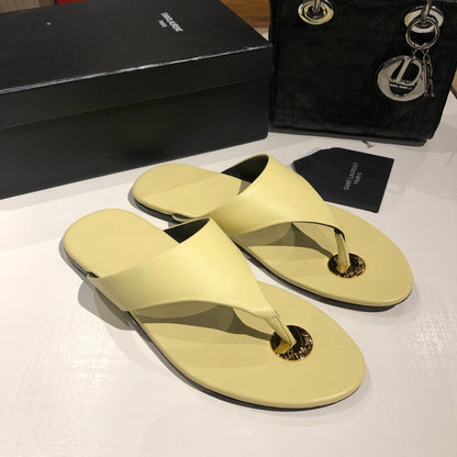 LOUIS VUITTON FLAT THONG IN LIGHT YELLOW CALFSKIN