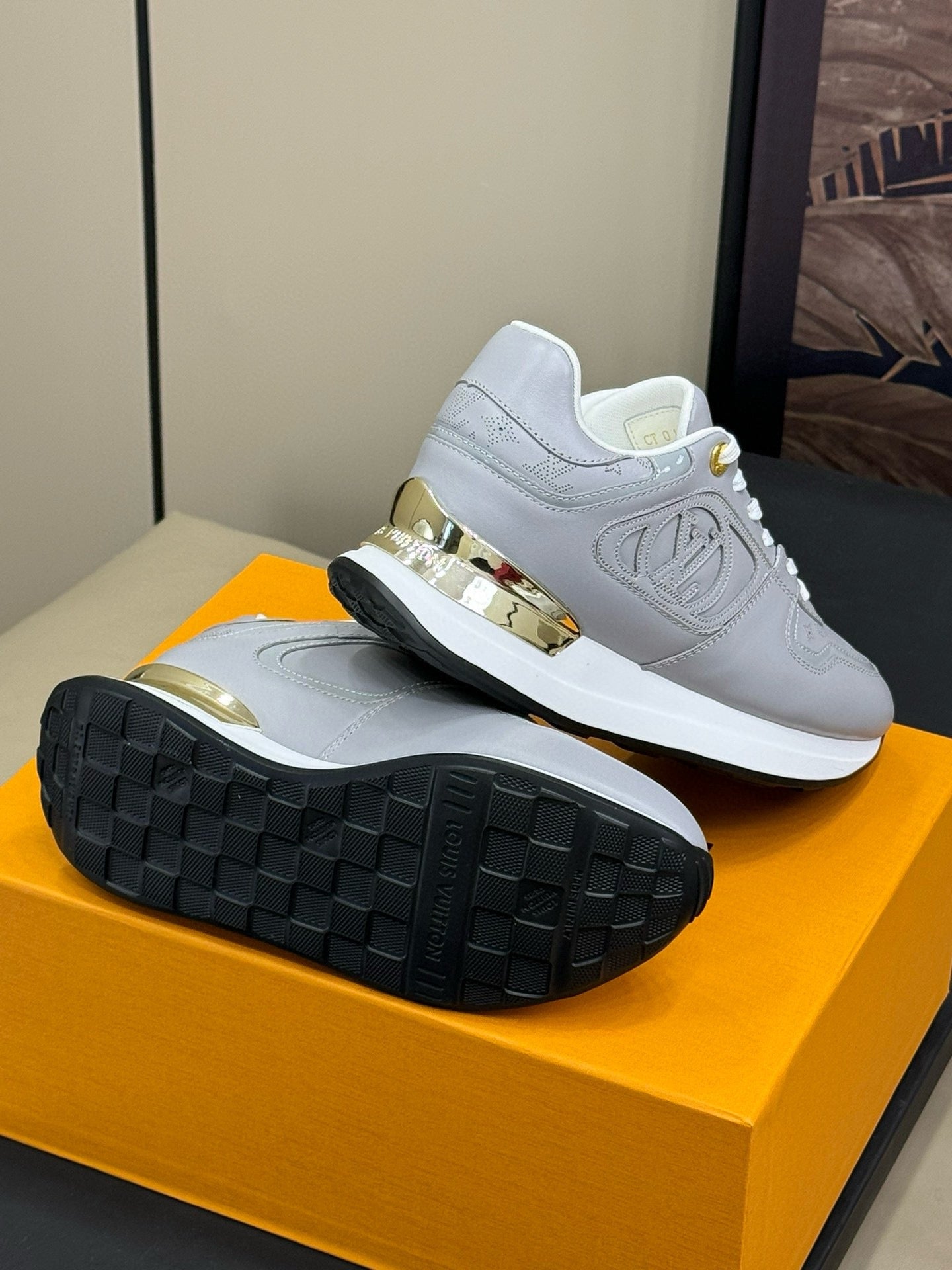 LOUIS VUITTON LV NEO RUN AWAY SNEAKER IN STEEL GRAY CALFSKIN