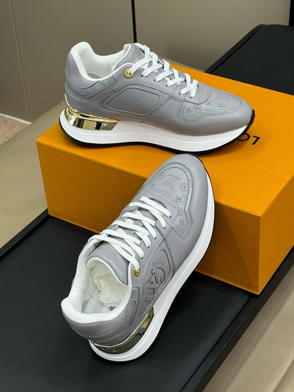 LOUIS VUITTON LV NEO RUN AWAY SNEAKER IN STEEL GRAY CALFSKIN
