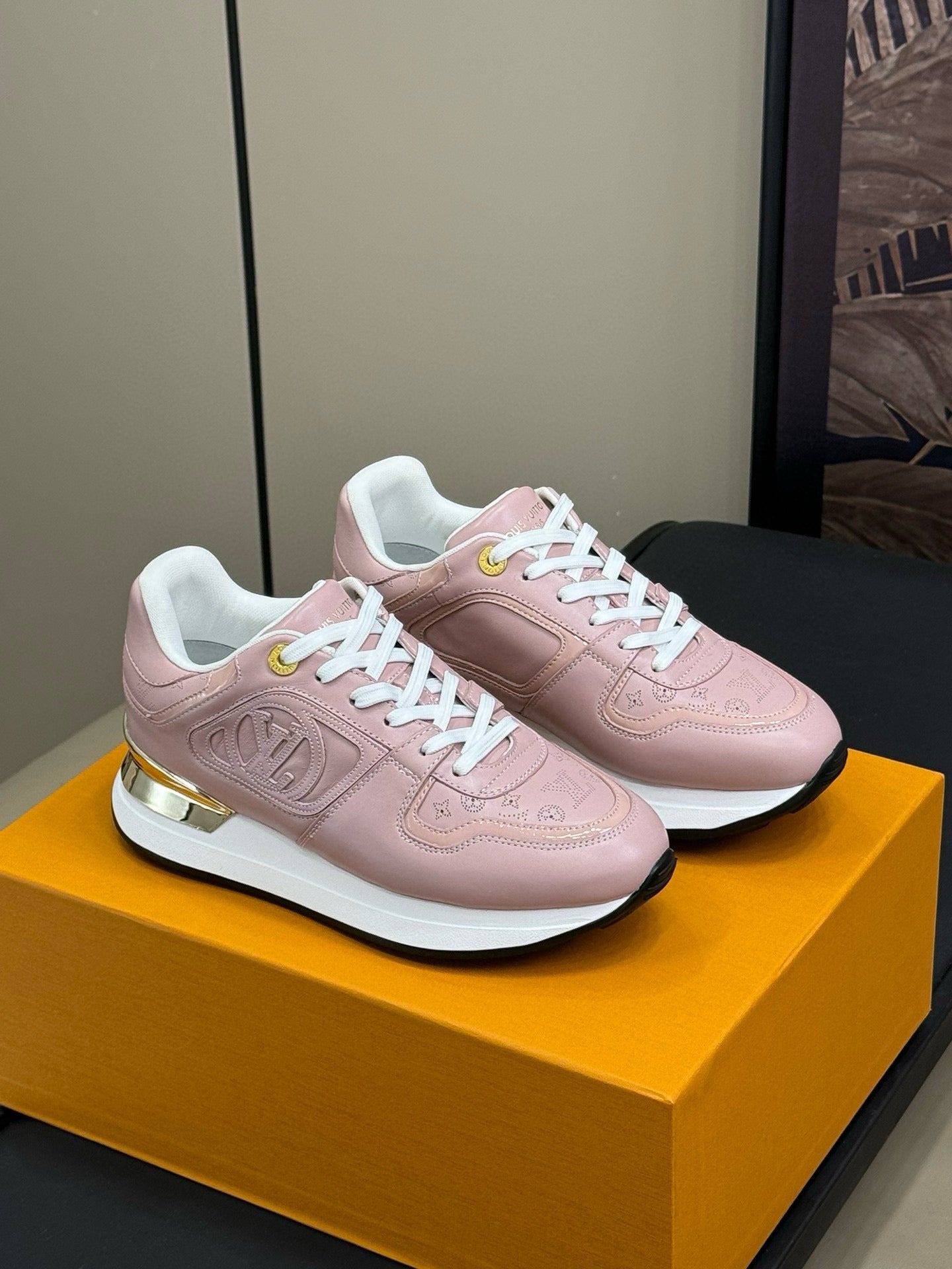 LOUIS VUITTON LV NEO RUN AWAY SNEAKER IN PASTEL PINK CALFSKIN
