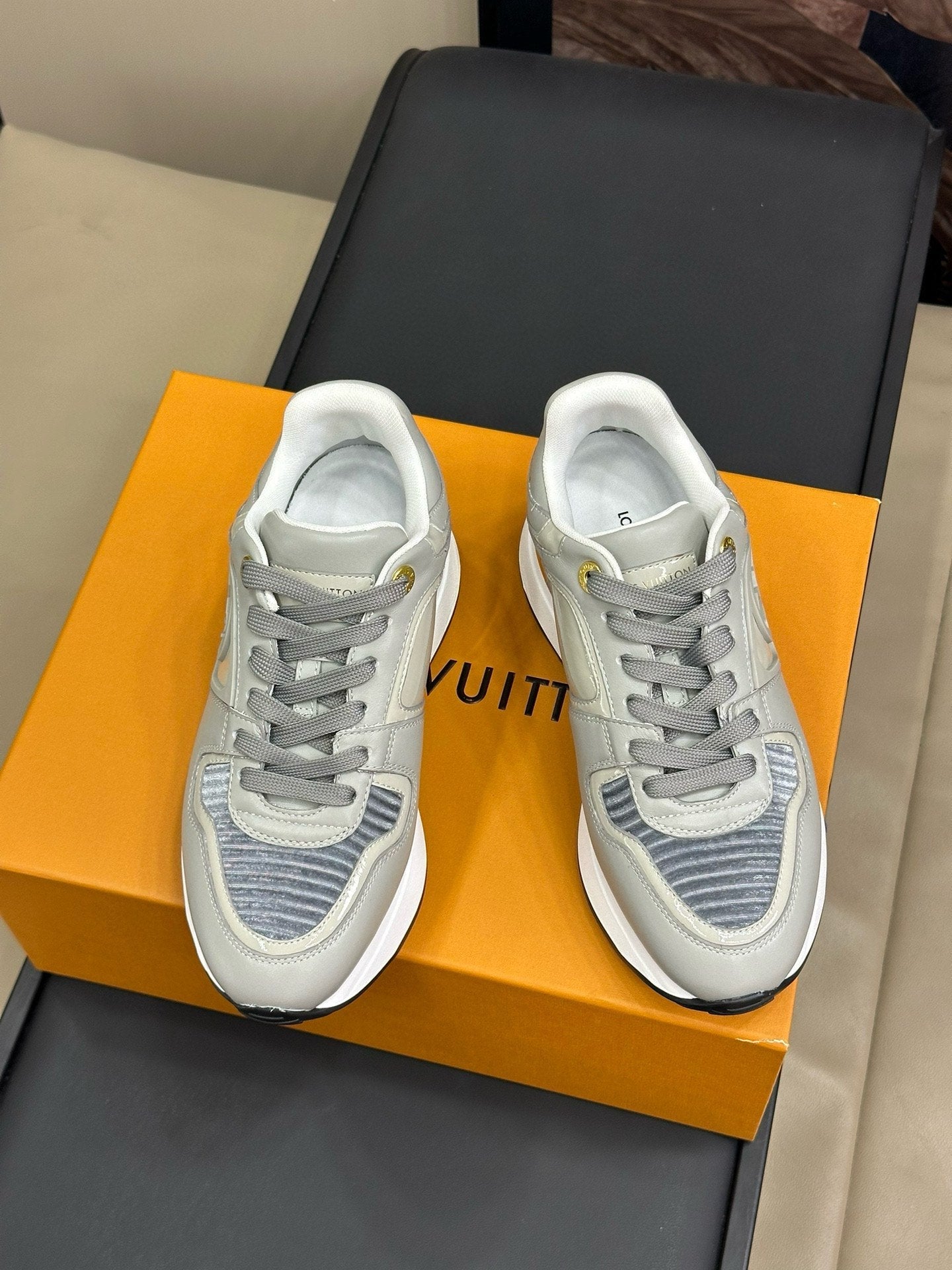 LOUIS VUITTON LV NEO RUN AWAY SNEAKER IN DOLPHIN GRAY CALFSKIN