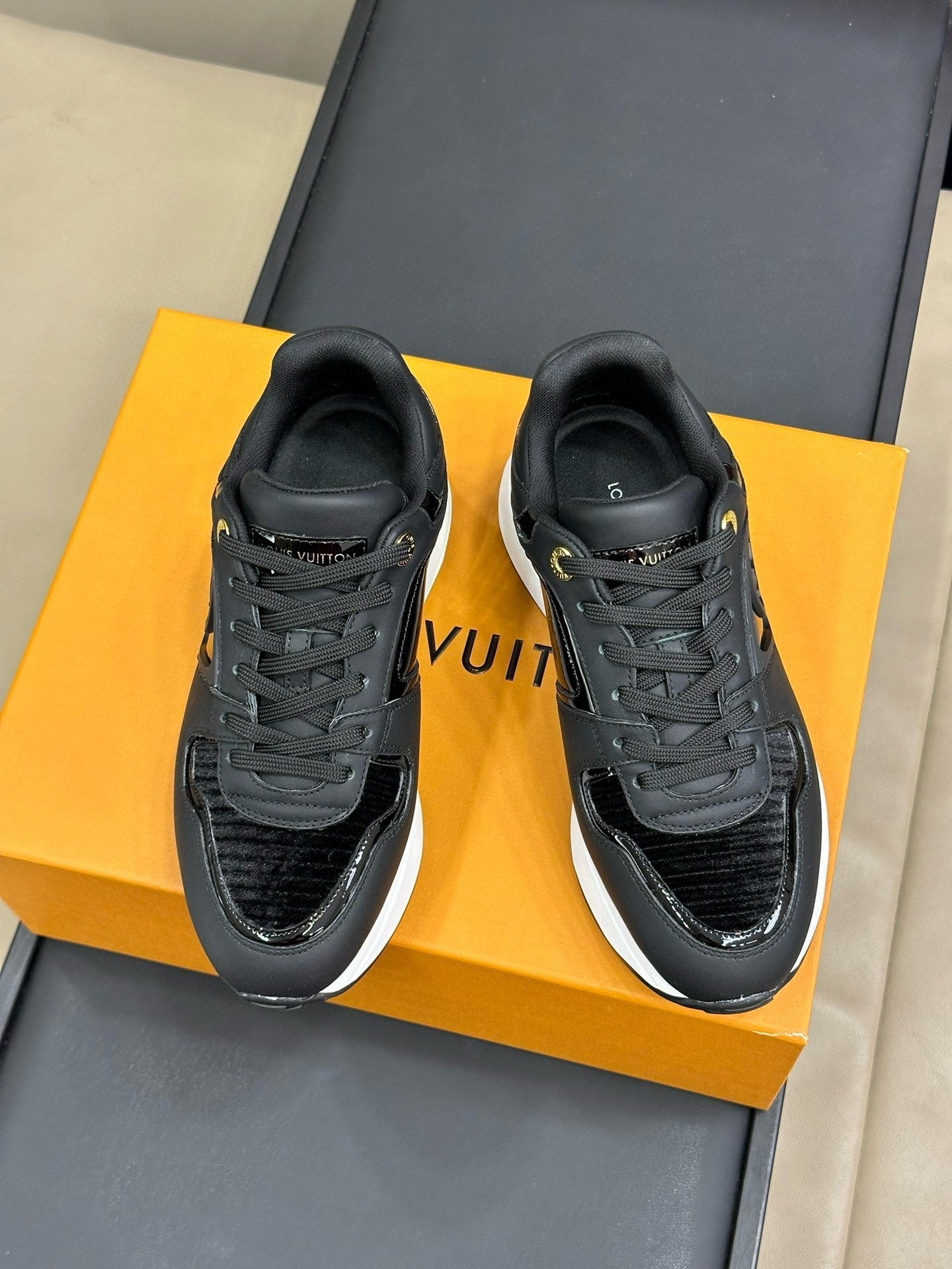 LOUIS VUITTON LV NEO RUN AWAY SNEAKER IN BLACK CALFSKIN