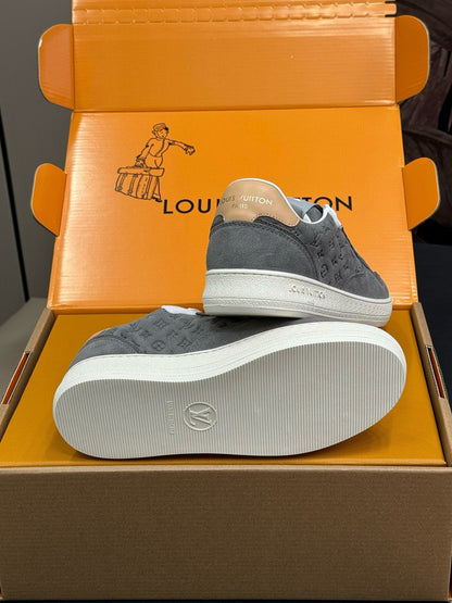 LOUIS VUITTON STADIUM SNEAKER IN DOVE GRAY EMBOSSED MONOGRAM SUEDE