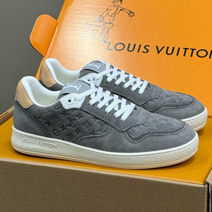 LOUIS VUITTON STADIUM SNEAKER IN DOVE GRAY EMBOSSED MONOGRAM SUEDE