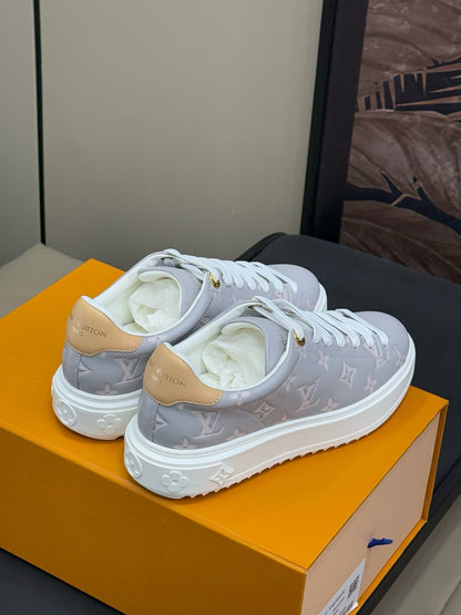 LOUIS VUITTON TIME OUT SNEAKER IN COOL GRAY EMBOSSED MONOGRAM CALFSKIN