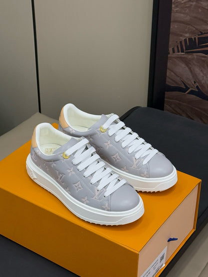 LOUIS VUITTON TIME OUT SNEAKER IN COOL GRAY EMBOSSED MONOGRAM CALFSKIN