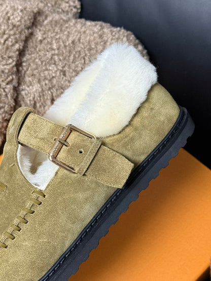 LOUIS VUITTON COLORADO COMFORT MARY JANE IN SAND BEIGE SUEDE AND SHEARLING LINING
