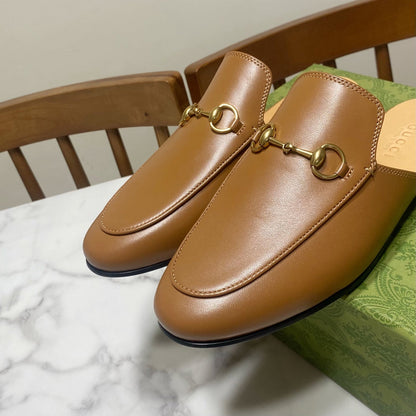 GUCCI MULES IN BROWN LAMBSKIN GOLD HARD WARE