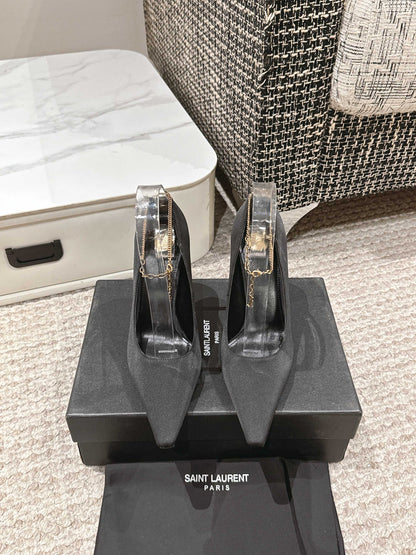 LOUIS VUITTON HIGH PUMP 9 CM IN BLACK SATIN