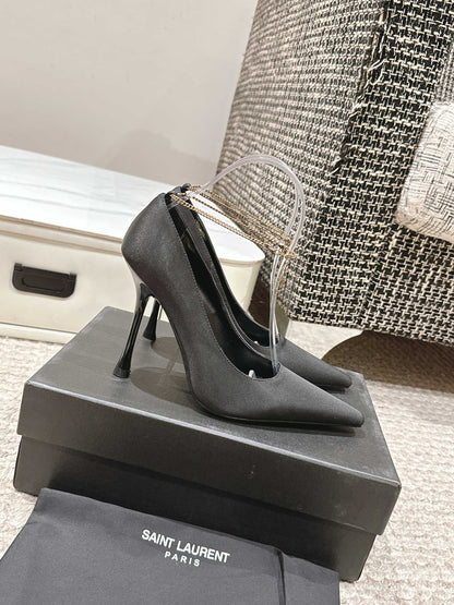 LOUIS VUITTON HIGH PUMP 9 CM IN BLACK SATIN