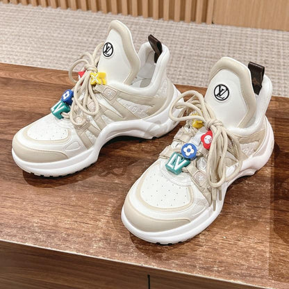 LOUIS VUITTON LV ARCHLIGHT SNEAKER IN BLANC BEIGE EMBOSSED CALFSKIN