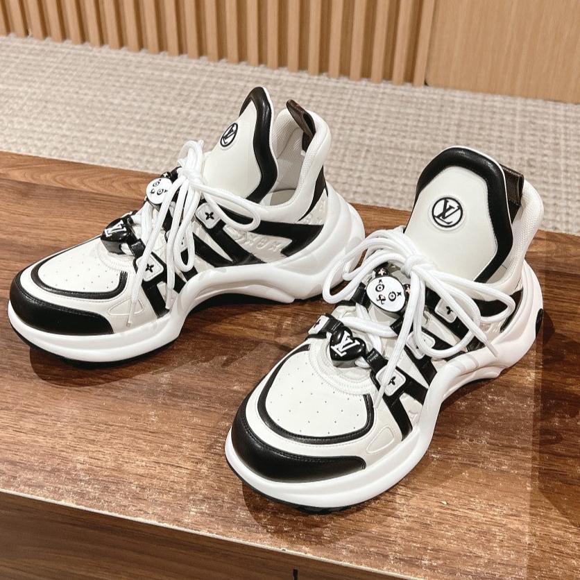 LOUIS VUITTON LV ARCHLIGHT SNEAKER IN WHITE MIX BLACK EMBOSSED CALFSKIN 101058