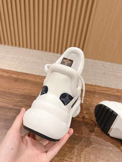 LOUIS VUITTON LV ARCHLIGHT SNEAKER IN WHITE MIX BLACK CALFSKIN AND MONOGRAM DENIM 101073