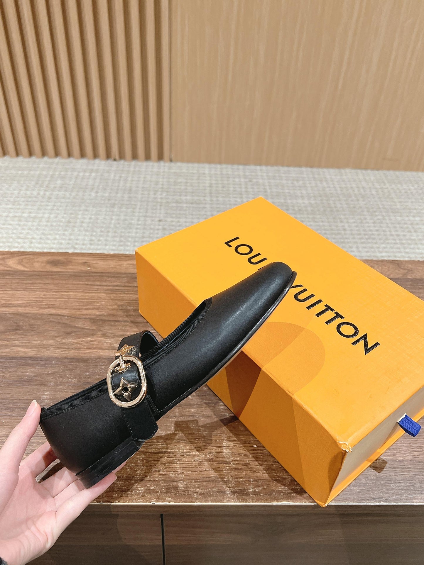 LOUIS VUITTON MARY JANE FLAT IN BLACK CALFSKIN 168943
