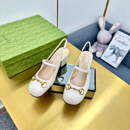 GUCCI HORSEBIT PUMP IN WHITE SHEEPSKIN