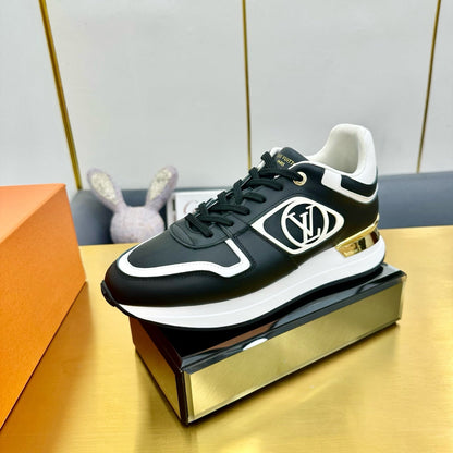 LOUIS VUITTON NEO RUN AWAY SNEAKER IN BLACK MIX WHITE CALFSKIN