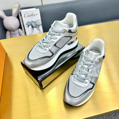 LOUIS VUITTON NEO RUN AWAY SNEAKER IN SILVER CALFSKIN