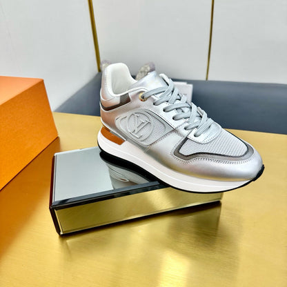 LOUIS VUITTON NEO RUN AWAY SNEAKER IN SILVER CALFSKIN