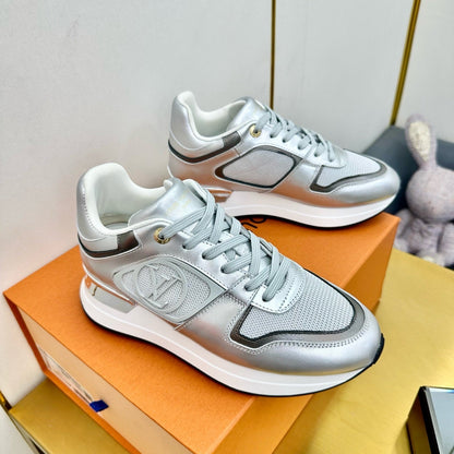 LOUIS VUITTON NEO RUN AWAY SNEAKER IN SILVER CALFSKIN