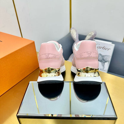 LOUIS VUITTON NEO RUN AWAY SNEAKER IN ROSE PINK CALFSKIN
