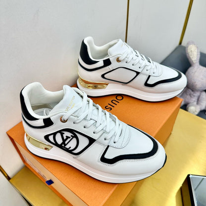 LOUIS VUITTON NEO RUN AWAY SNEAKER IN WHITE MIX BLACK CALFSKIN