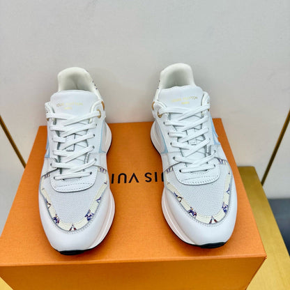 LOUIS VUITTON NEO RUN AWAY SNEAKER IN WHITE MIX SKY BLUE CALFSKIN