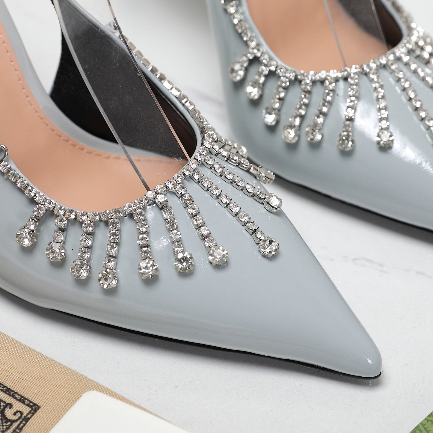 GUCCI CRYSTAL HIGH HEEL SANDAL CLOUD LAMBSKIN