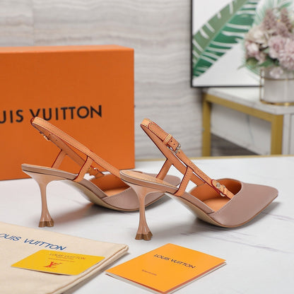LOUIS VUITTON LV WOMEN BLOSSOM SLINGBACK PUMP IN NUDE BEIGE EMBROIDERED FABRIC