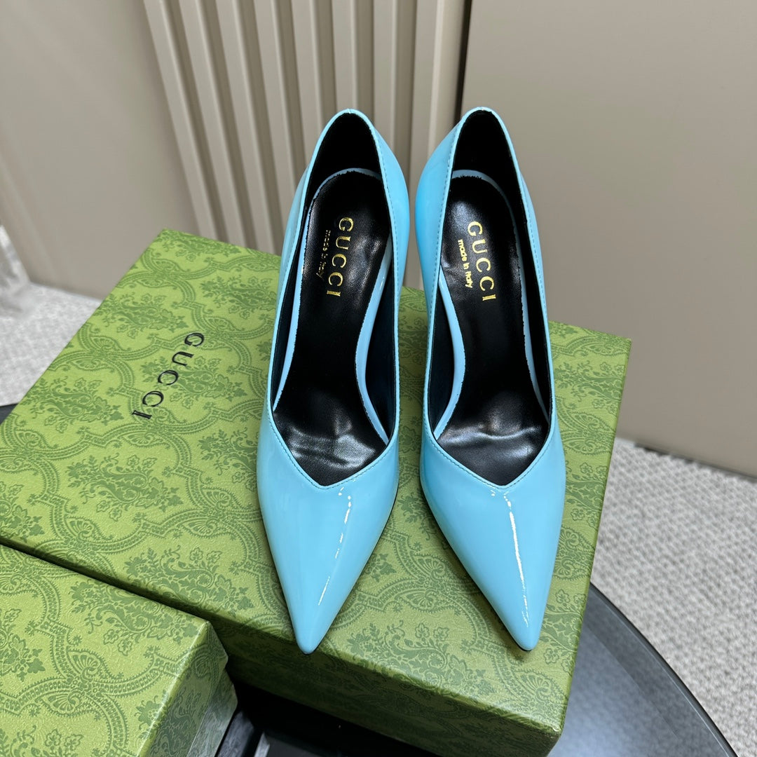 GUCCI 105 HIGH HEEL PUMP SKY LAMBSKIN