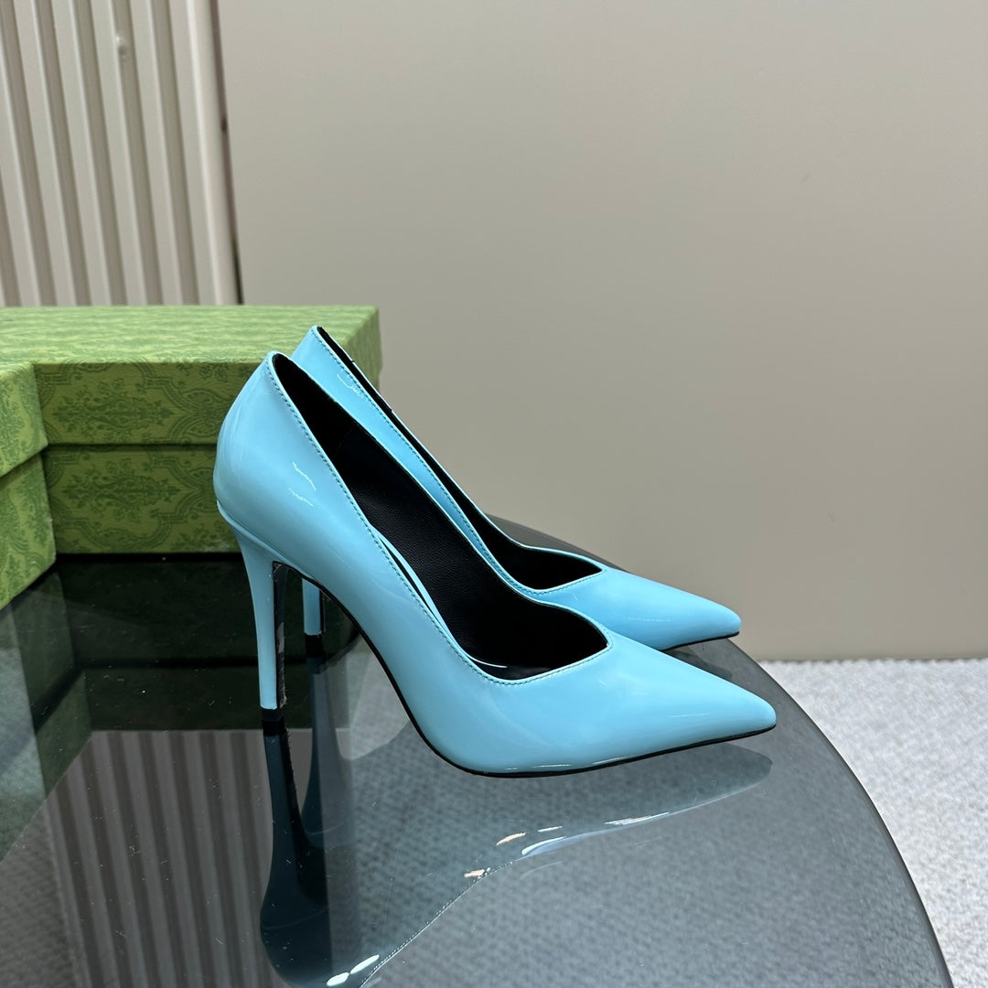 GUCCI 105 HIGH HEEL PUMP SKY LAMBSKIN