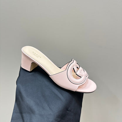 GUCCI MID-HEEL 5 CM MULE IN LIGHT PINK CALFSKIN