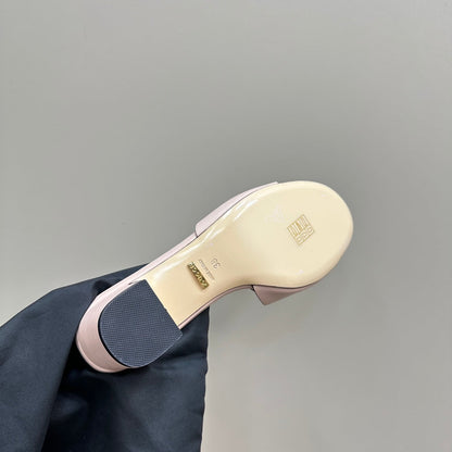 GUCCI MID-HEEL 5 CM MULE IN LIGHT PINK CALFSKIN