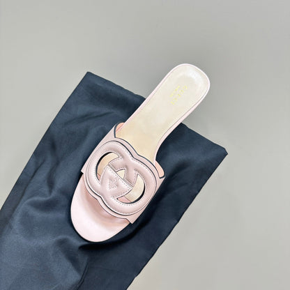 GUCCI MID-HEEL 5 CM MULE IN LIGHT PINK CALFSKIN