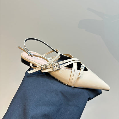 GUCCI SLINGBACK CROSS STRAP IN TAN BEIGE CALFSKIN