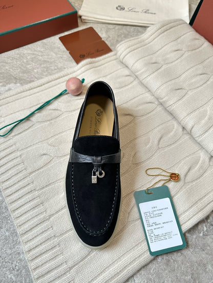 LP LOAFERS 25S IN BLACK SUEDE MIX LAMBSKIN