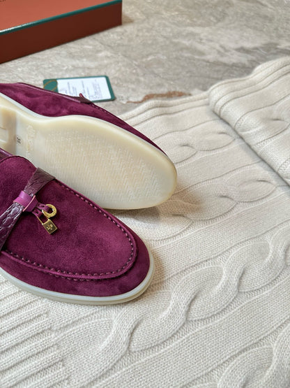 LP LOAFERS 25S IN BURGUNDY SUEDE MIX LAMBSKIN