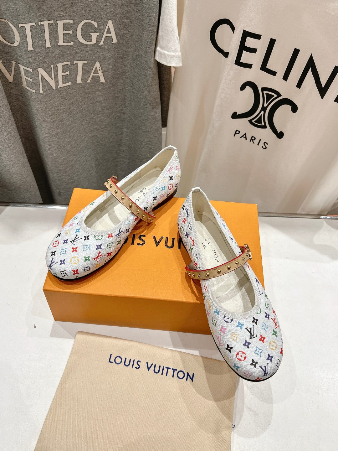 LOUIS VUITTON MARY JANE FLAT IN WHITE MONOGRAM CALFSKIN