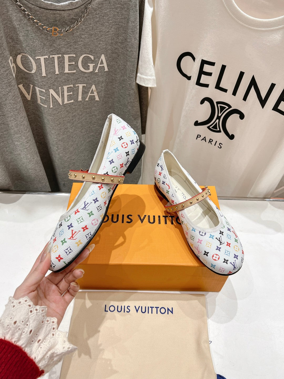 LOUIS VUITTON MARY JANE FLAT IN WHITE MONOGRAM CALFSKIN