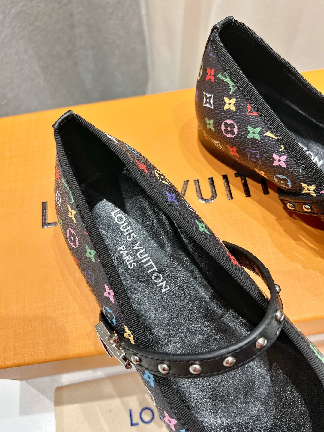 LOUIS VUITTON MARY JANE FLAT IN BLACK MONOGRAM CALFSKIN