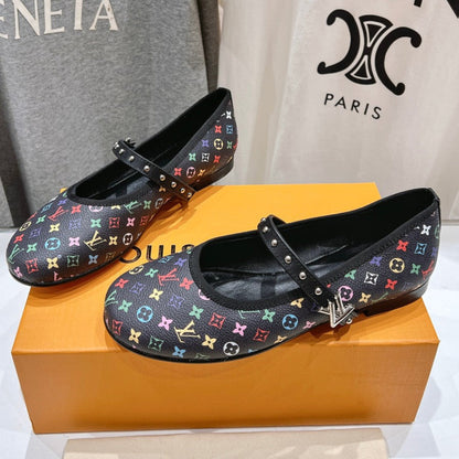 LOUIS VUITTON MARY JANE FLAT IN BLACK MONOGRAM CALFSKIN