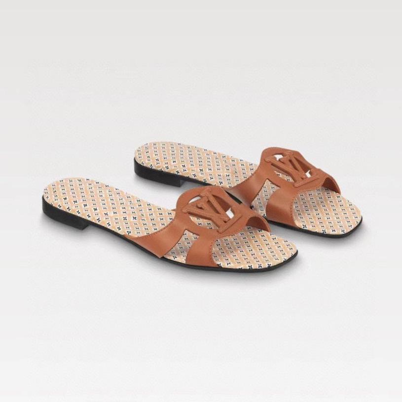LOUIS VUITTON LV WOMEN ISOLA FLAT MULE IN CINNAMON BROWN SHEEPSKIN