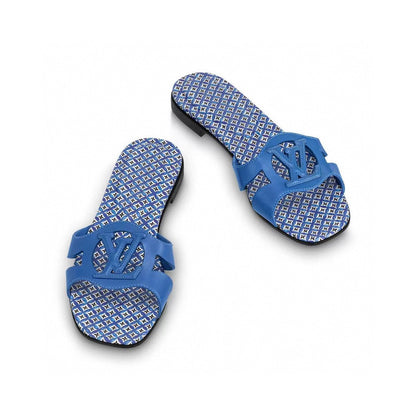 LOUIS VUITTON LV WOMEN ISOLA FLAT MULE IN COBALT BLUE SHEEPSKIN