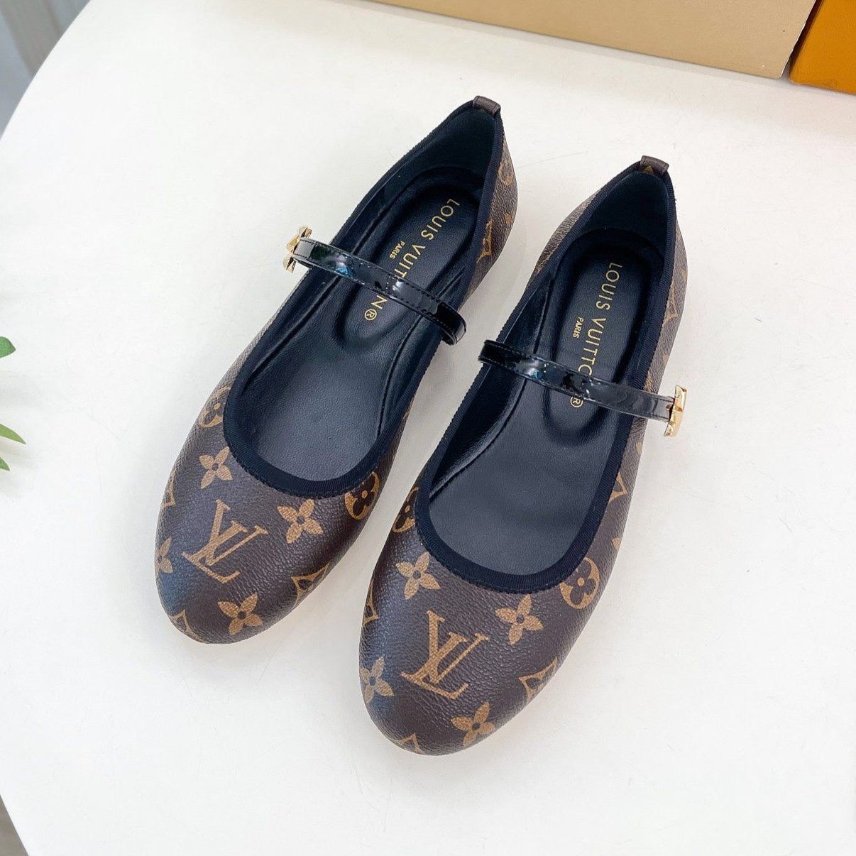 LOUIS VUITTON LV WOMEN ROMY FLAT BALLERINA IN CHOCOLATE BROWN MONOGRAM CALFSKIN